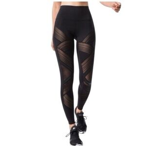 ALO Yoga Black Mesh Detail Leggings